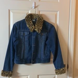 Blue Jean Jacket w/ Leopard Fur